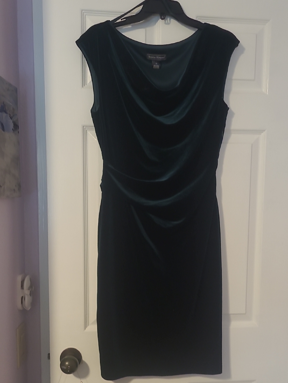 Jessica Howard Dark Green Velvet Cowl Midi Dress